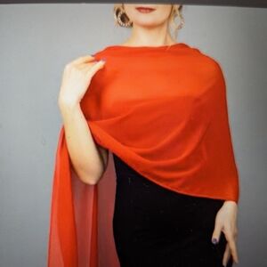 Pearl capelet pearl shrug  Greek style wrap sheer RED cape sheer. New.
